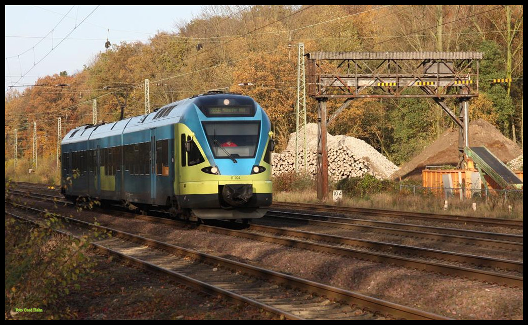 Bald Geschichte: Westfalenbahn im Plandienst zwischen Osnabrück und Münster! Hier fährt ET 003 auf dem Weg nach Münster am 13.11.2017 um 15.55 Uhr in Natrup Hagen ein.