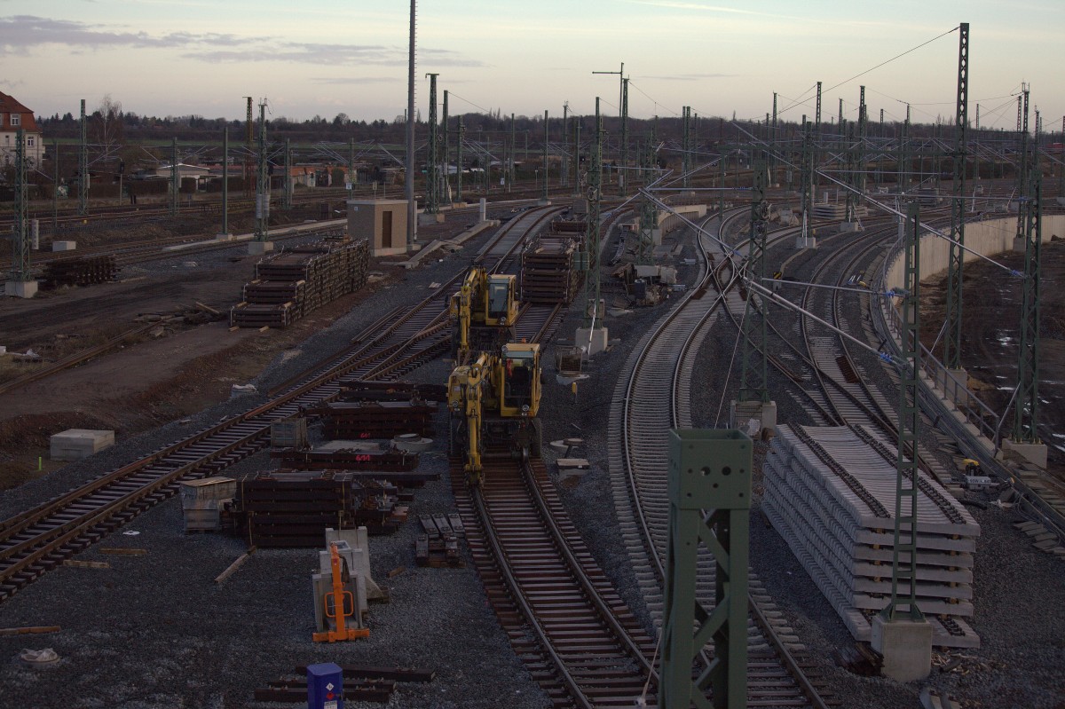  Baustellenchaos  am neuen Ablaufberg Halle Saale. 31.01.2016 08:49 Uhr.