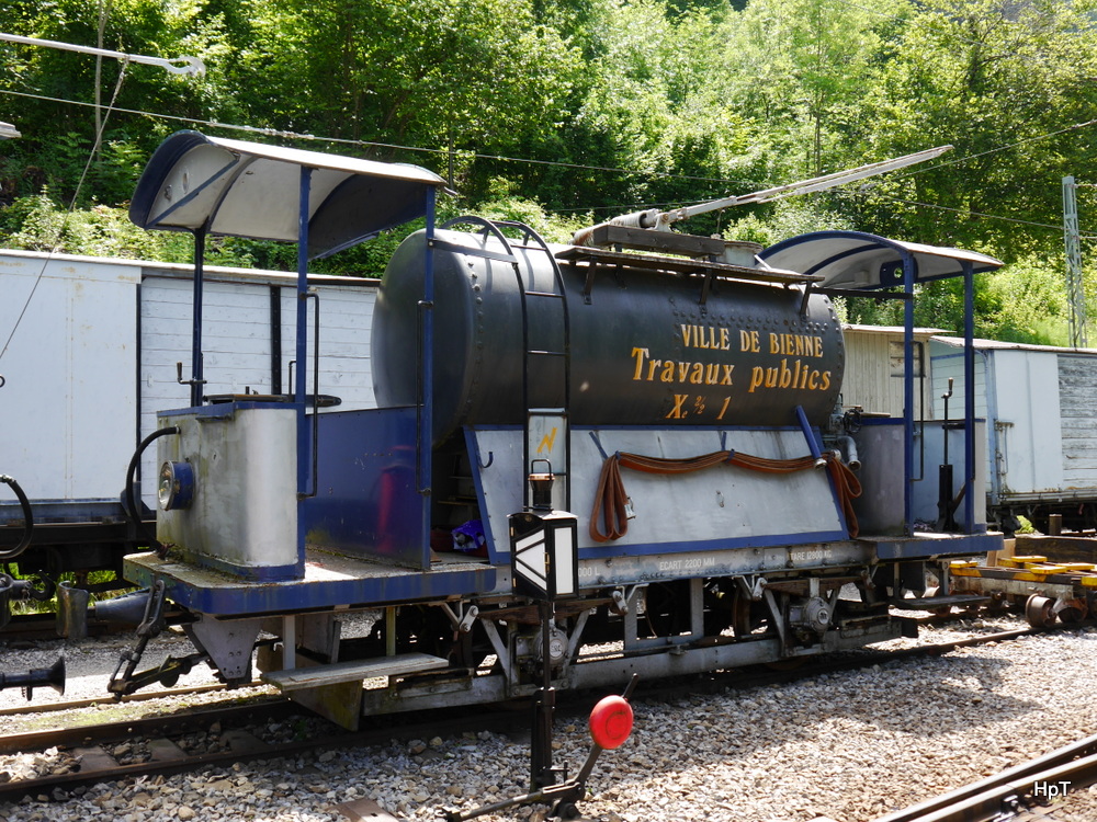 BC - Dienstwagen Xe 2/2  1 ex Bieler Strassenbahn im Depotareal in Chaulin am 06.07.2014