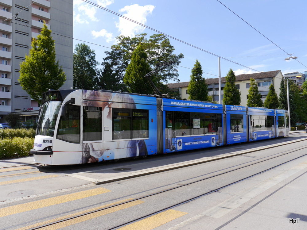Bern mobil - Tram Be 4/6 753 unterwegs auf der Linie 8 in Bümpliz am 21.08.2014