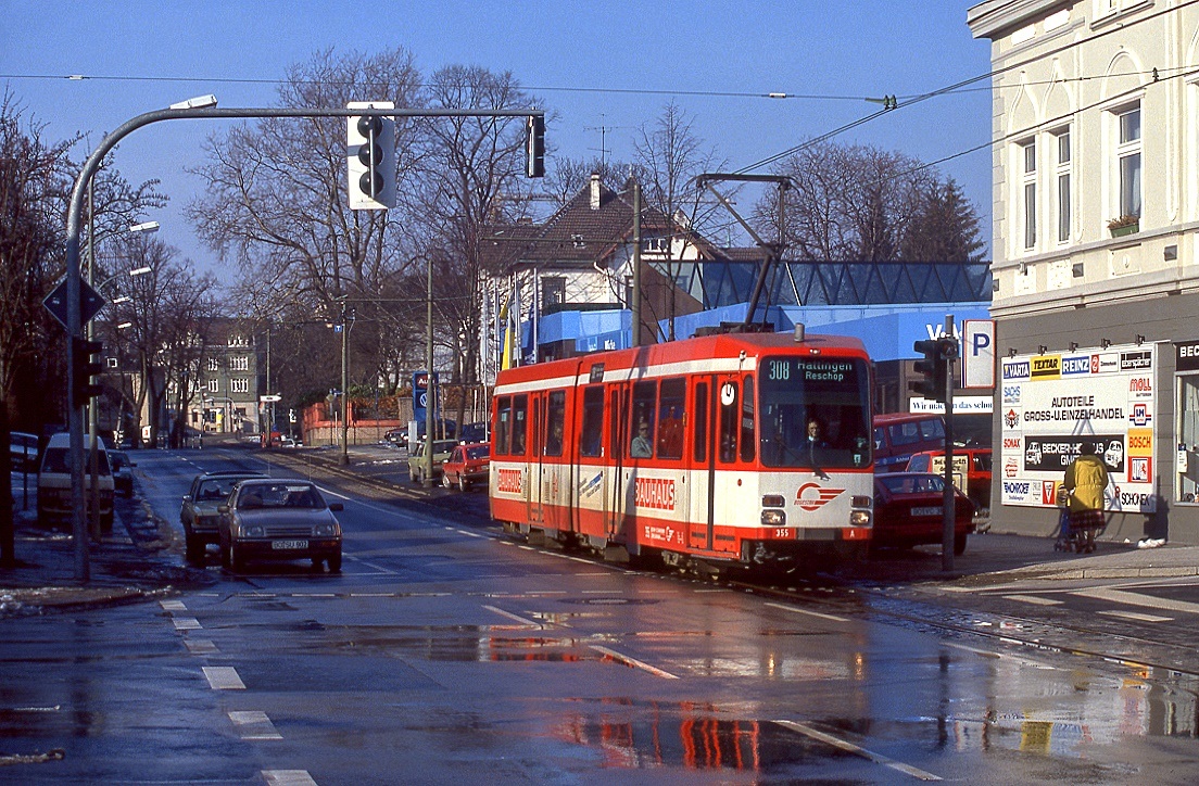 Bogestra 355, Bochum Linden, 21.02.1991.
