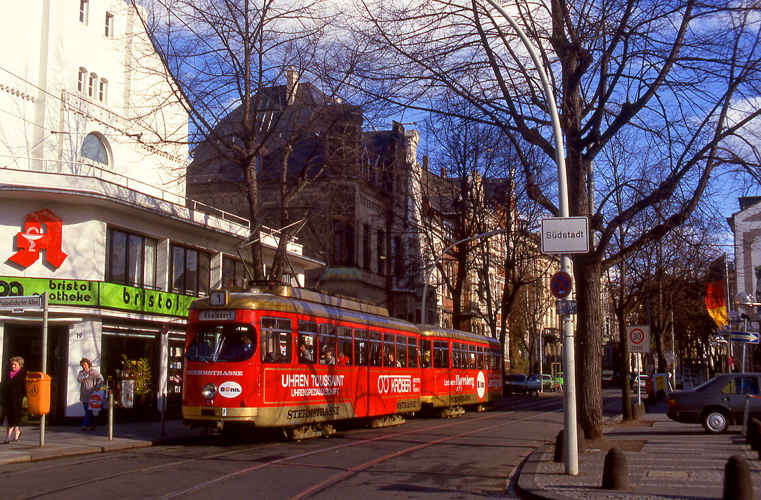 Bonn Tw 209 mit Bw 289, Prinz Albert Straße,  28.03.1987.