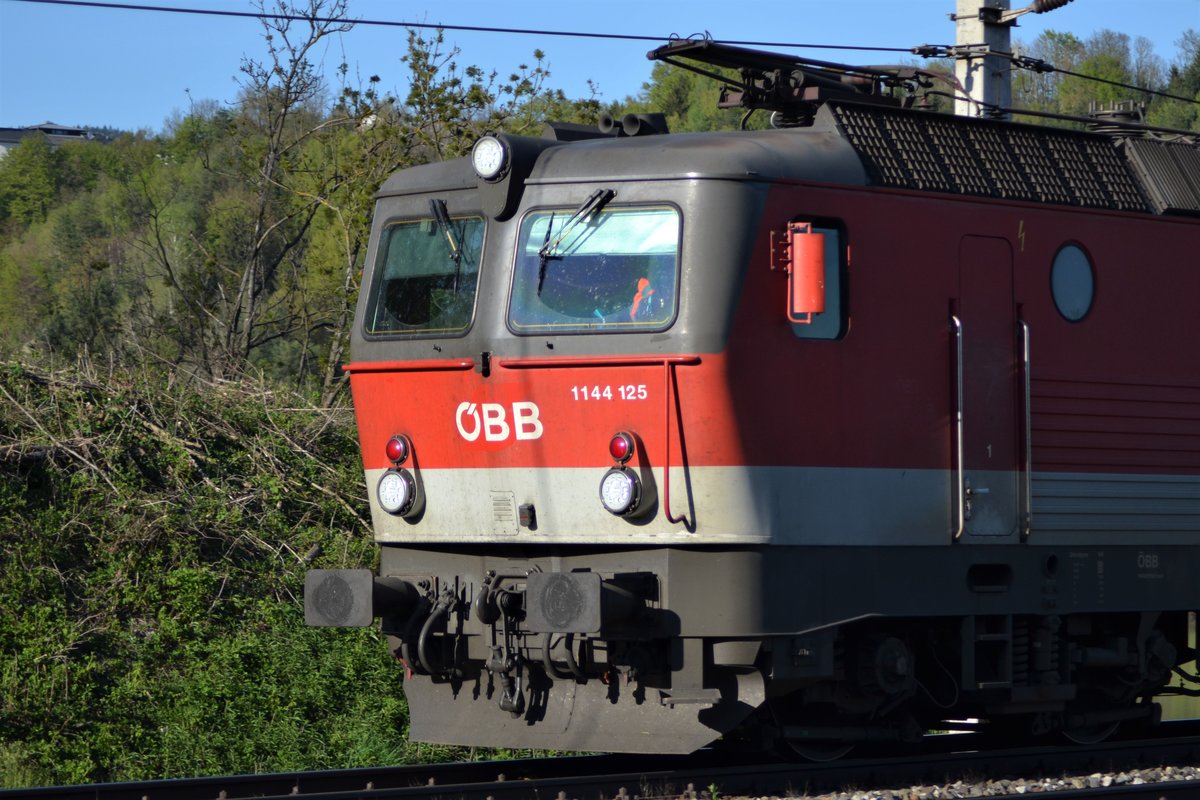 BR 1144-125 mit einem Güterzug vor Villach.