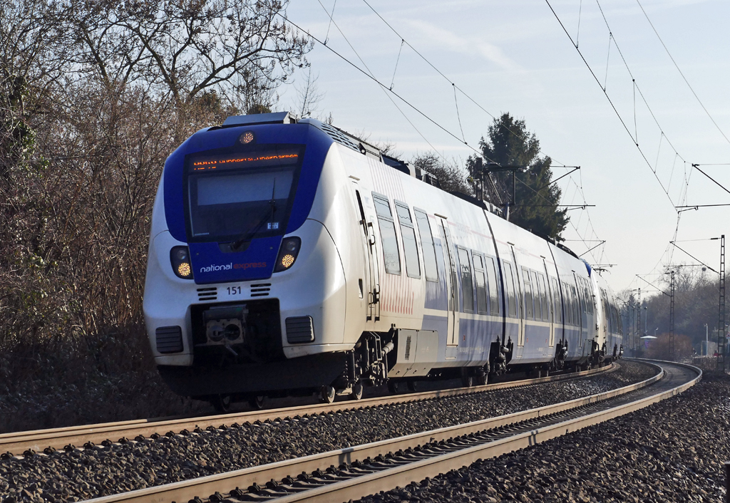 BR 442 vom National-Express Nr. 151 als RB48 durch Bonn-Friesdorf - 18.01.2017