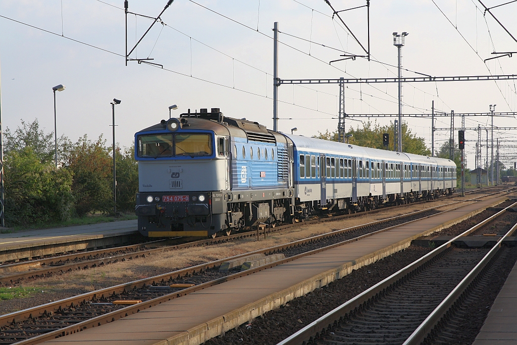 CD 754 075-0 am 07.September 2018 im Bahnhof Stare Mesto u Uherske Hradiste.