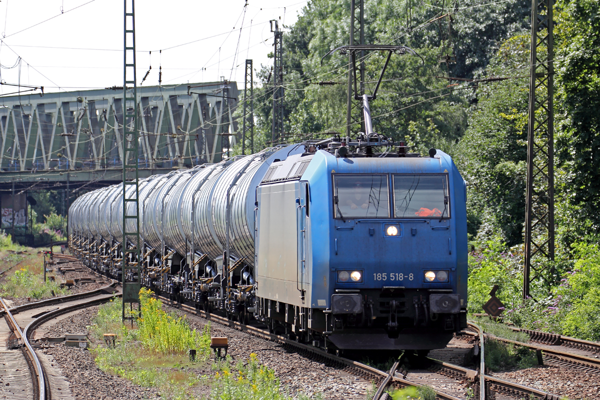 CFL Cargo 185 518-8 durchfährt Recklinghausen-Süd 31.7.2017