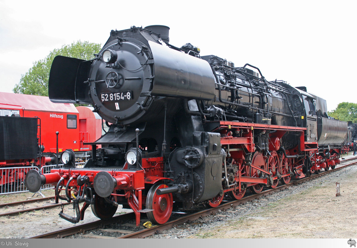 Dampflok 52 8154-8 des Eisenbahnmuseum Bayerischer Bahnhof e.V. (EMBB) bei den Dampfloktagen in Meiningen am 2. September 2018.