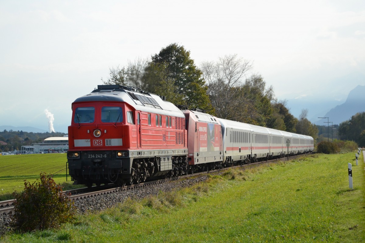 DB 234 242 / DB 101 092 mit dem Umleiter EC 114  Wörthersee  bei Saaldorf-Surheim aufgenommen am 29.10.2014