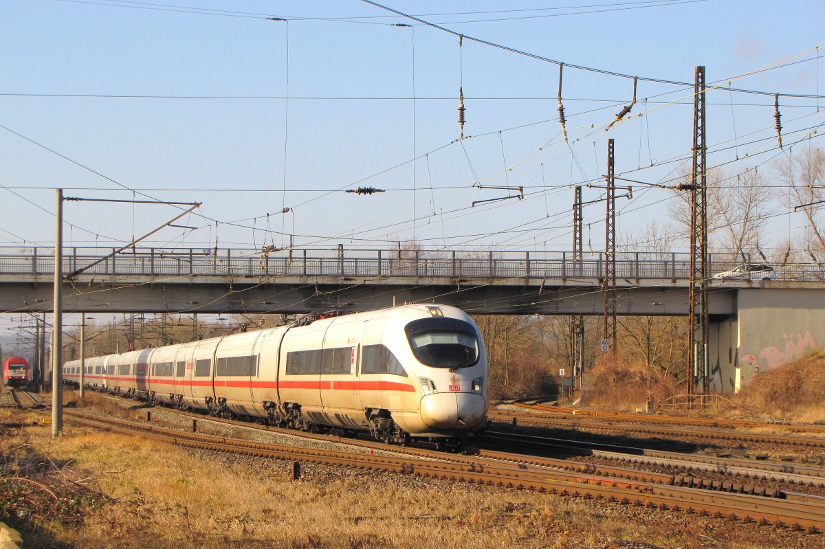 DB 411 056-5  Waren (Müritz)  + 411 063-1  Ostsseebad Binz  als ICE 1612 von München Hbf nach Hamburg-Altona, am 28.02.2015 in Naumburg (S) Hbf.