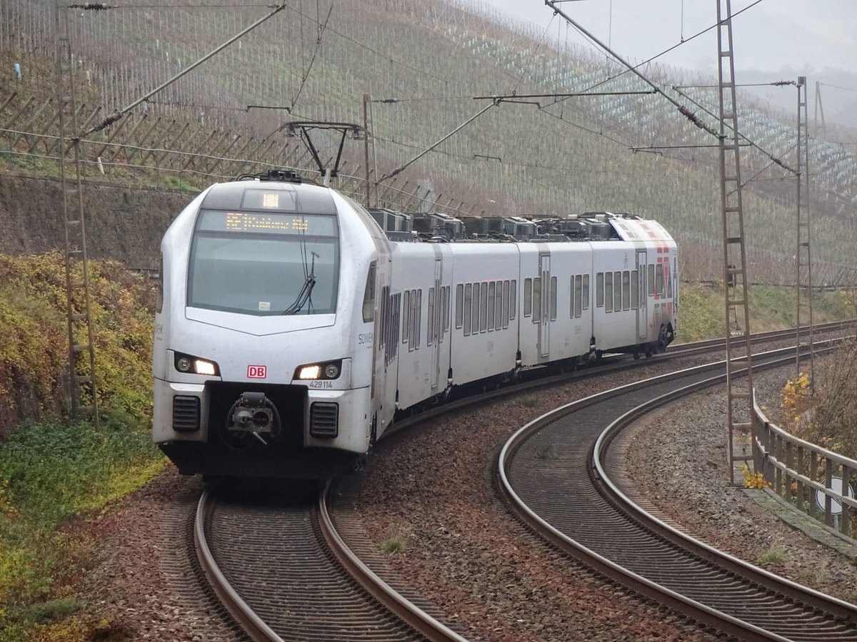 DB 429 114 Süwex am 27.11.2016 zwischen Wiltingen und Konz