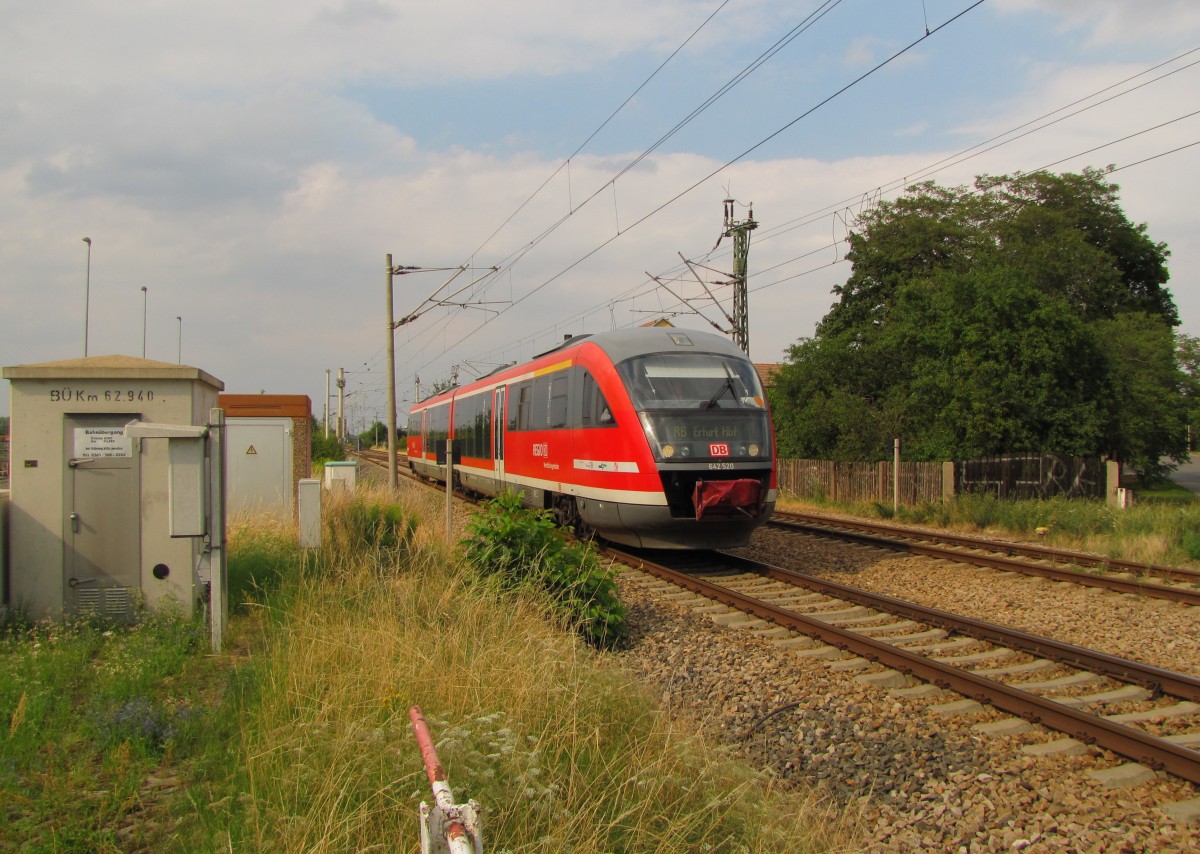 DB 642 520 als RB 16403 von Sömmerda nach Erfurt Hbf, am 24.07.205 in Erfurt Ost.