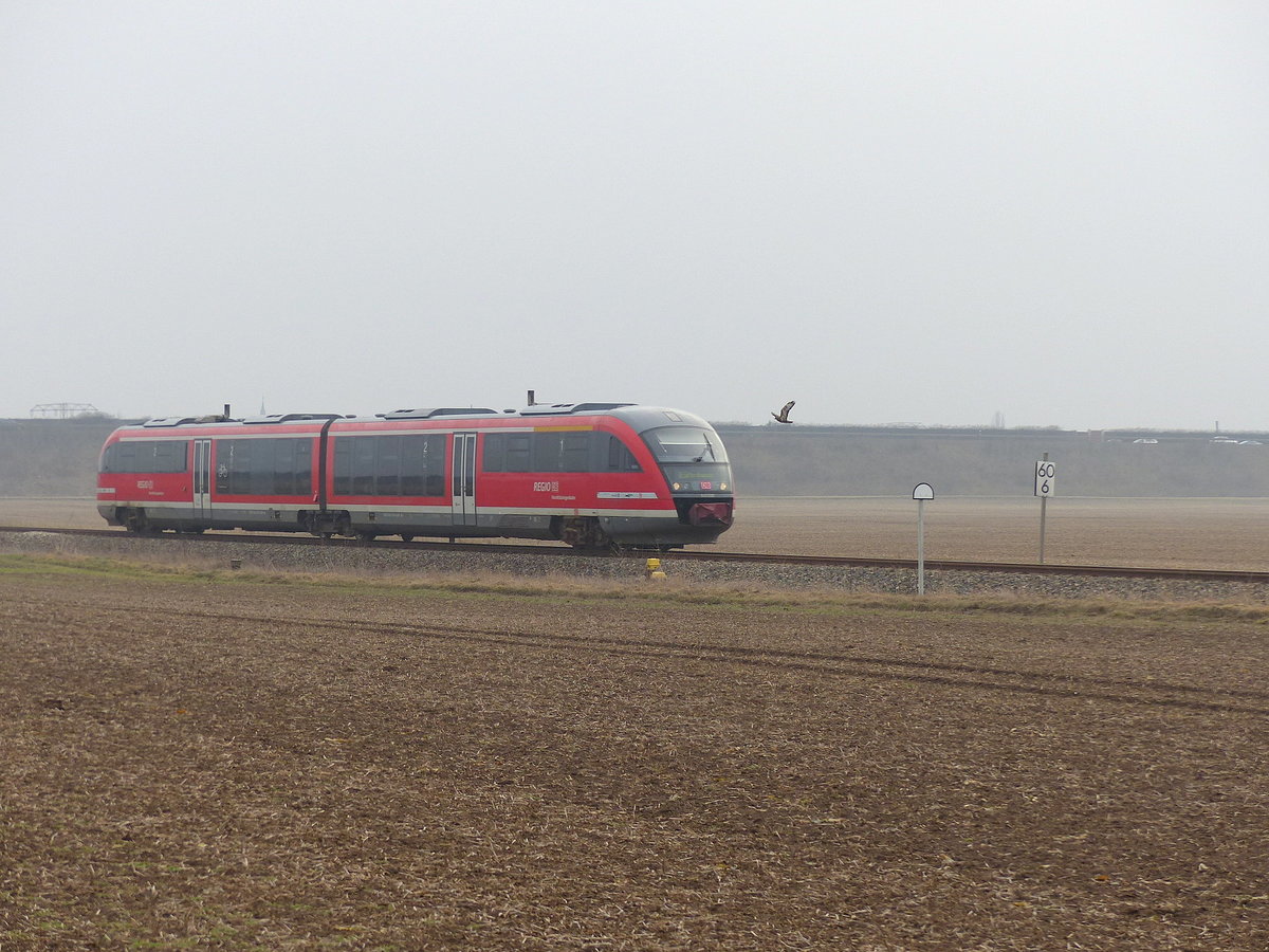 DB 642 xxx als RE 16578 von Erfurt Hbf nach Nordhausen, am 11.02.2017 in Kühnhausen.