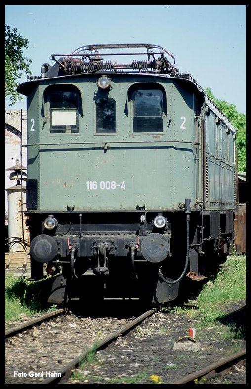 DB Altbau E-Lok 116008 am 7.7.1991 im Museum Darmstadt Kranichstein.