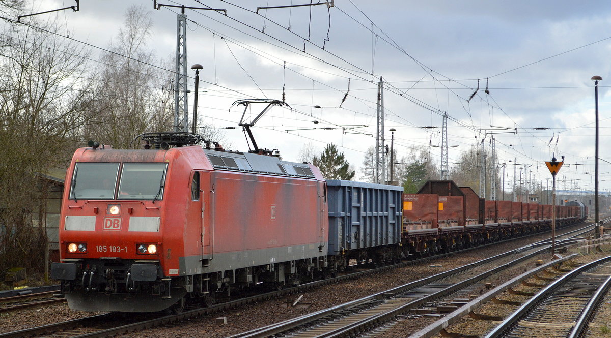 DB Cargo Deutschland AG mit  185 183-1  [NVR-Number: 91 80 6185 183-1 D-DB] und gemischtem Güterzug am 08.03.19 Berlin-Hirschgarten Richtung Frankfurt/Oder.