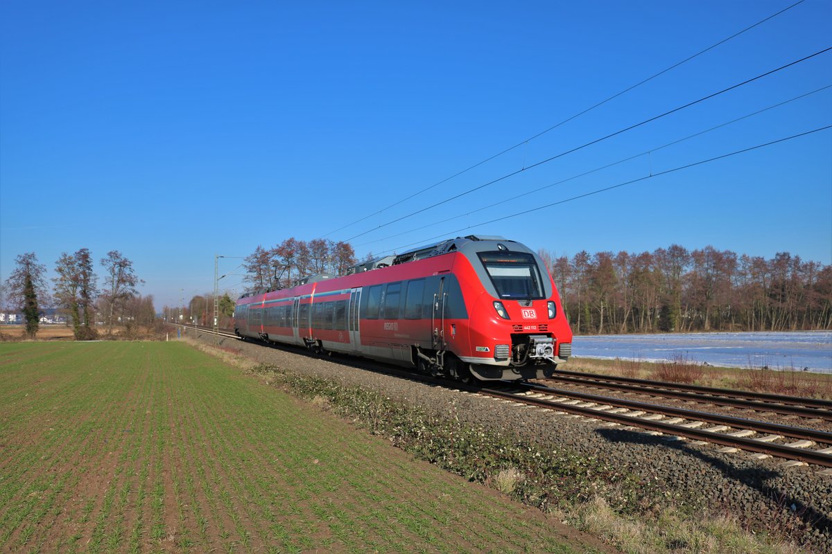 DB Regio Bombardier Talent2 442 112 am 16.02.19 bei Bruchköbel (Main Kinzig Kreis)