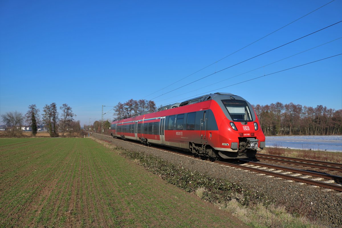 DB Regio Bombardier Talent2 442 109 am 16.02.19 bei Bruchköbel (Main Kinzig Kreis)