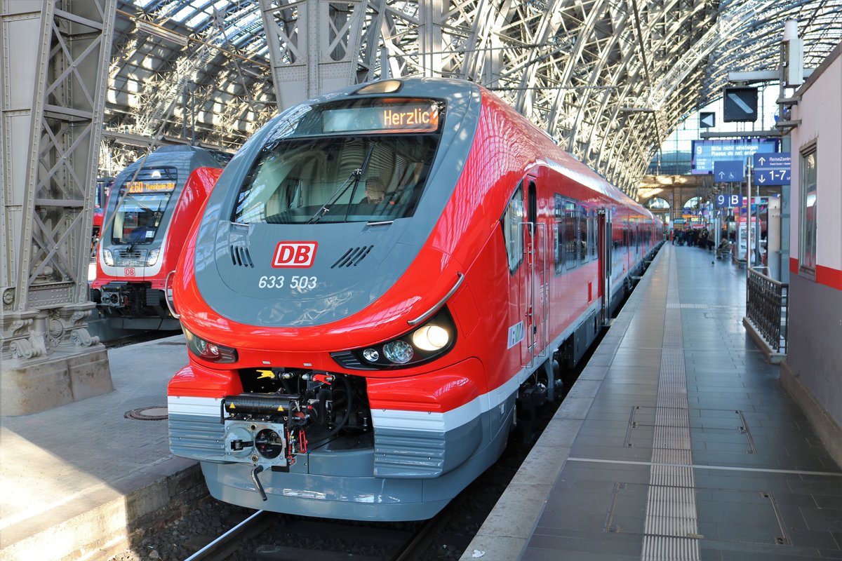DB Regio Hessen PESA Link Dieseltriebwagen 633 503 am 19.01.19 in Frankfurt am Main Hbf nach einer Testfahrt auf der Dreieichbahn 