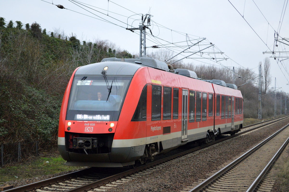 DB Regio  Prignitz-Express  648 609 (9580 0 648 609-5 D-DB) auf Dienstfahrt am 05.02.19 Bf. Berlin-Hohenschönhausen. 