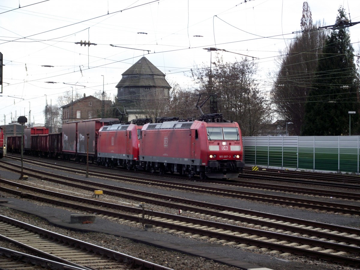 DB Schenker Rail 185 097-3 + 185 xxx-x in Mainz Bischofsheim Rbf am 20.02.14