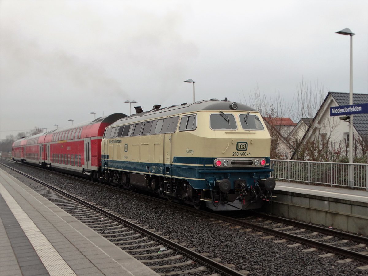 DB Westfrankenbahn 218 460-4 Conny am 30.01.17 in Niederdorfelden 