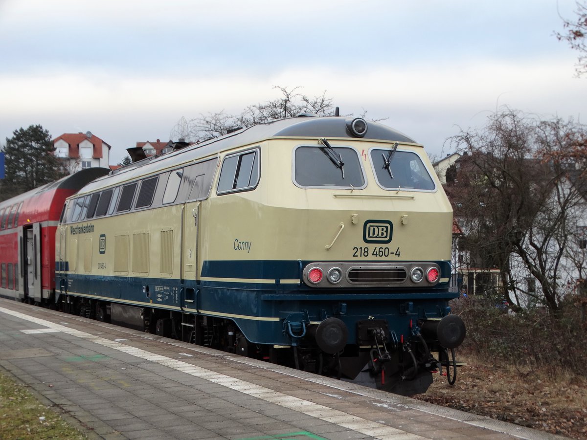 DB Westfrankenbahn 218 460-4 Conny am 31.01.17 in Büdesheim (Hessen)