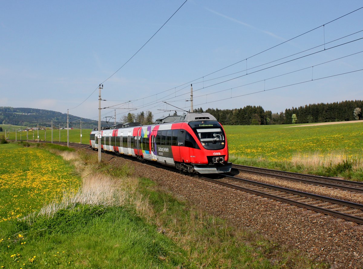 Der 4024 109 als R nach Freilassing am 22.04.2016 unterwegs bei Weng.