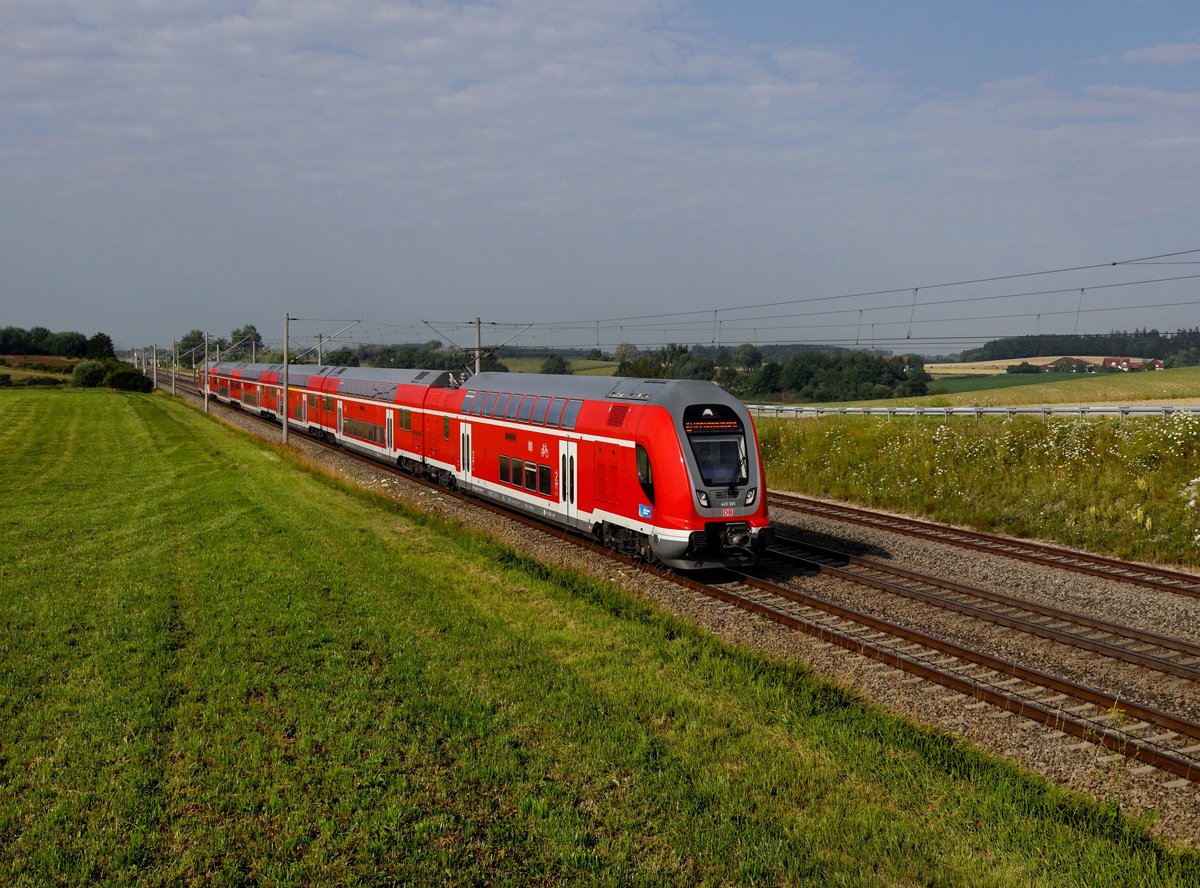Der 445 081 als RE nach Nürnberg am 14.07.2018 unterwegs bei Ramelsbach.