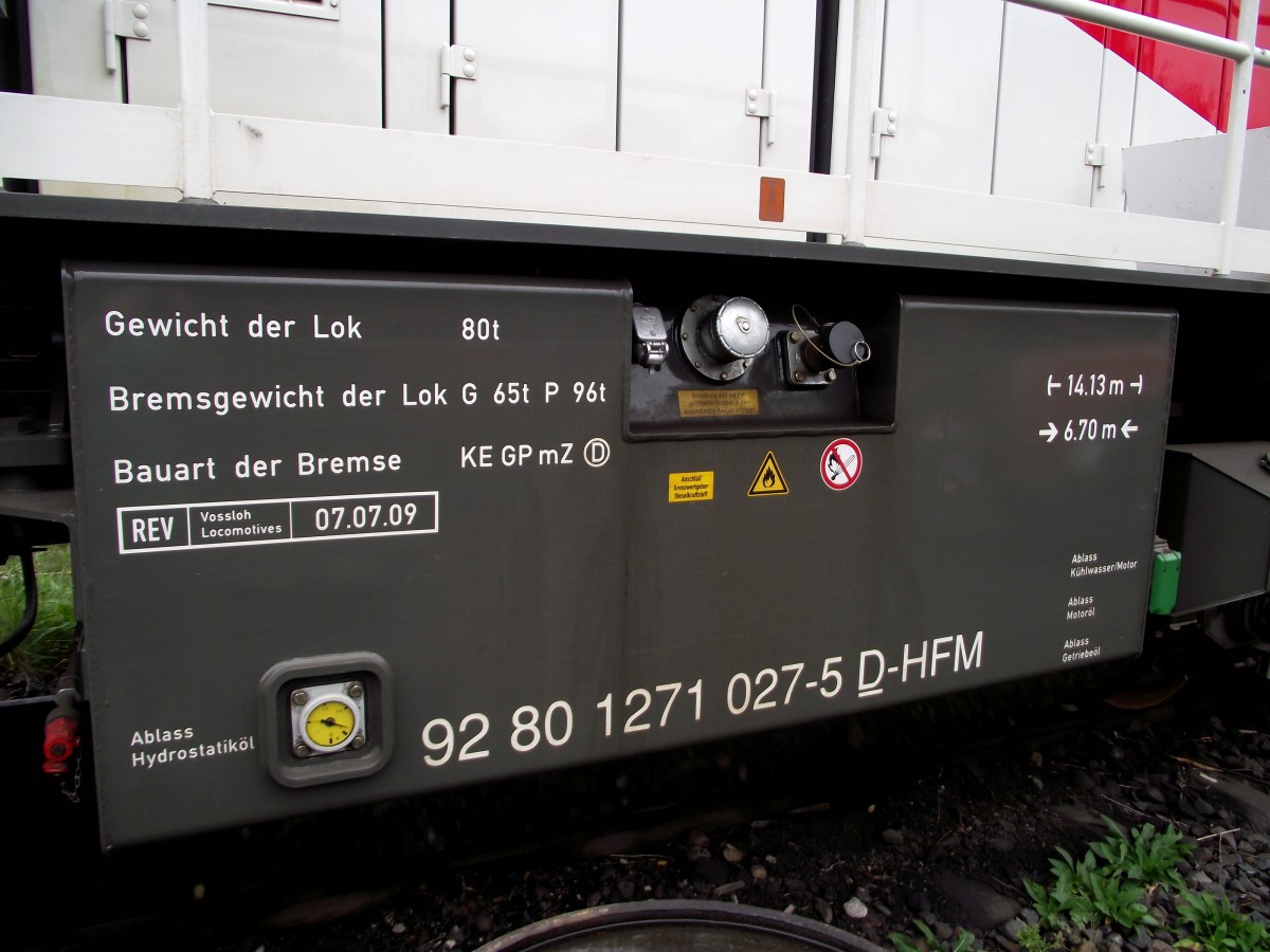 Der Dieseltank einer Vossloh G1000 BB am 08.09.13 in Frankfurt am Main 