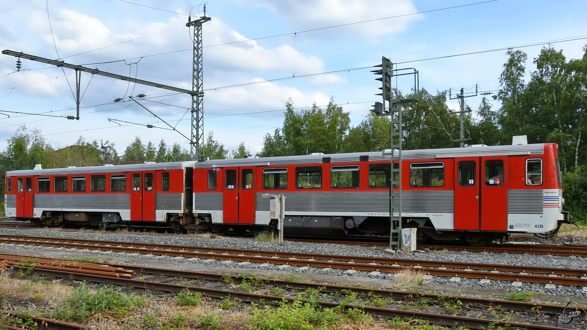 Der Triebwagen VT2E verkehrt aktuell auf der Strecke der Ruhrtalbahn als Ersatz für das defekte Schweineschnäuzchen. (Hattingen, August 2018)