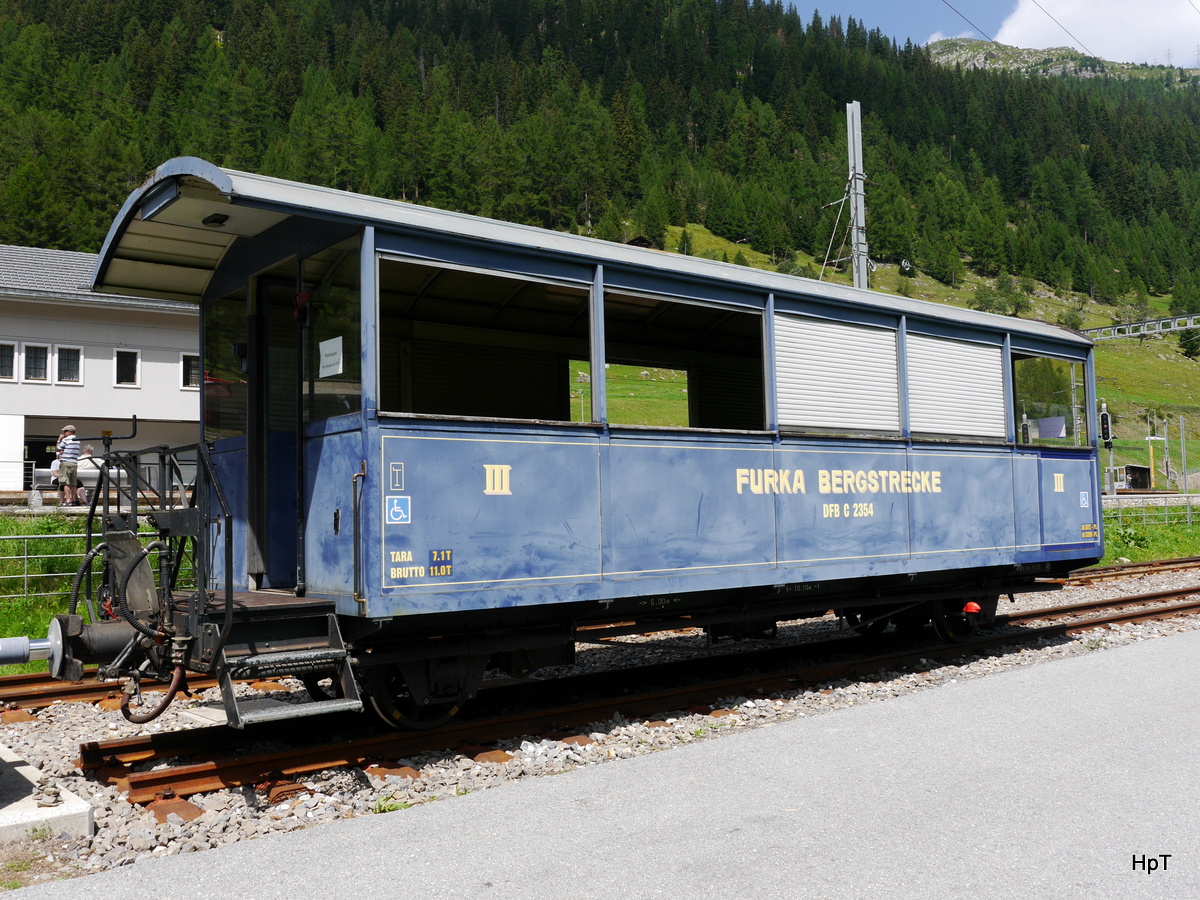 DFB - Personenwagen 3 Kl. C 2354 als Mobiler Wartsaal der DFB in Oberwald am 04.08.2017