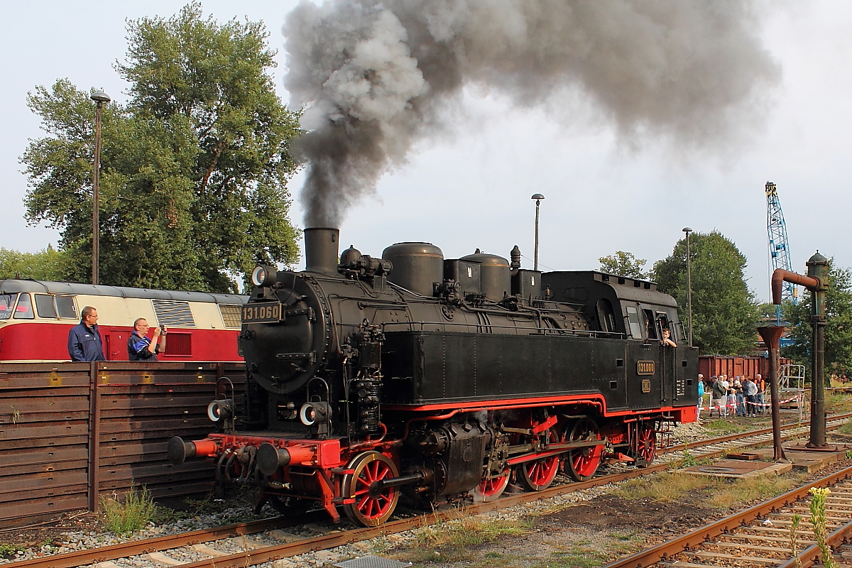Die 131.060 des HEW e. V. zu Gast beim 13. Eisenbahnfest in Berlin-Schöneweide am 17.09.2016.
Die Maschine wurde 1942 im Resita Werk in Rumänien gebaut.
Sie hat eine Leistung von 600 PS und eine maximale Geschwindigkeit von 65 km/h.
