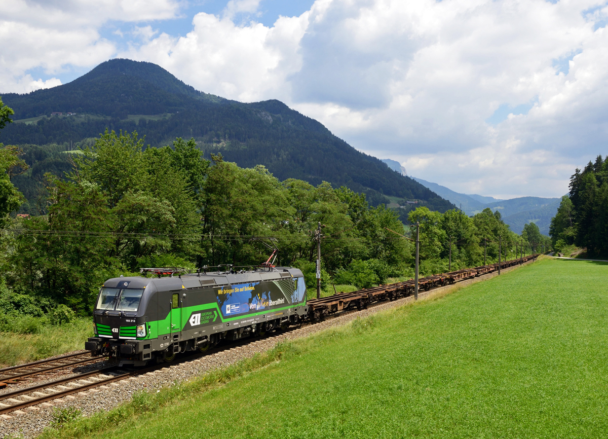 Die 193 213 war am 01 Juni 2015 mit dem WLC  Leerwagenzug  95806 nach Kalsdorf unterwegs, und wurde von mir in Peugen fotografiert.