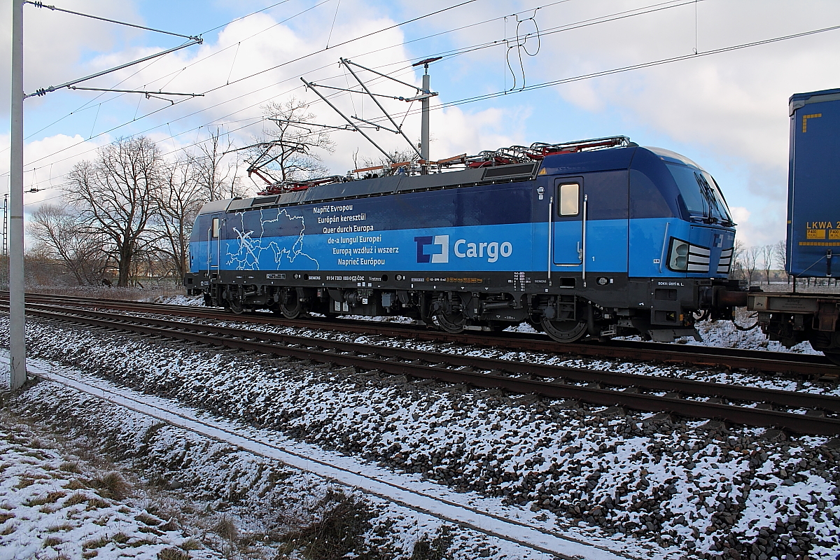 Die 383 008-0 der CD Cargo am 05.02.2018 in Nassenheide.