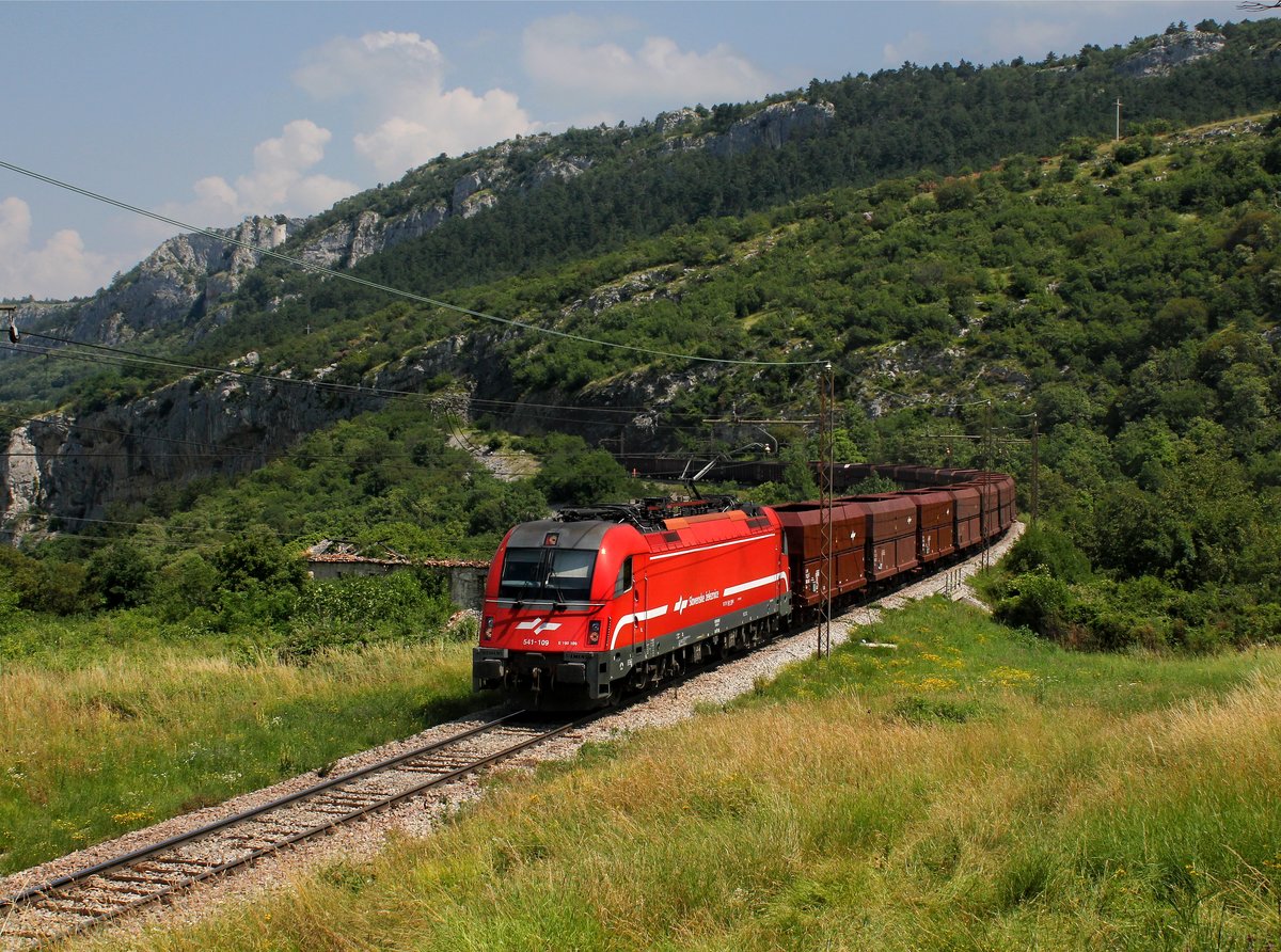 Die 541 109 mit einem leeren Erzzug am 25.06.2016 unterwegs bei Zanigrad.