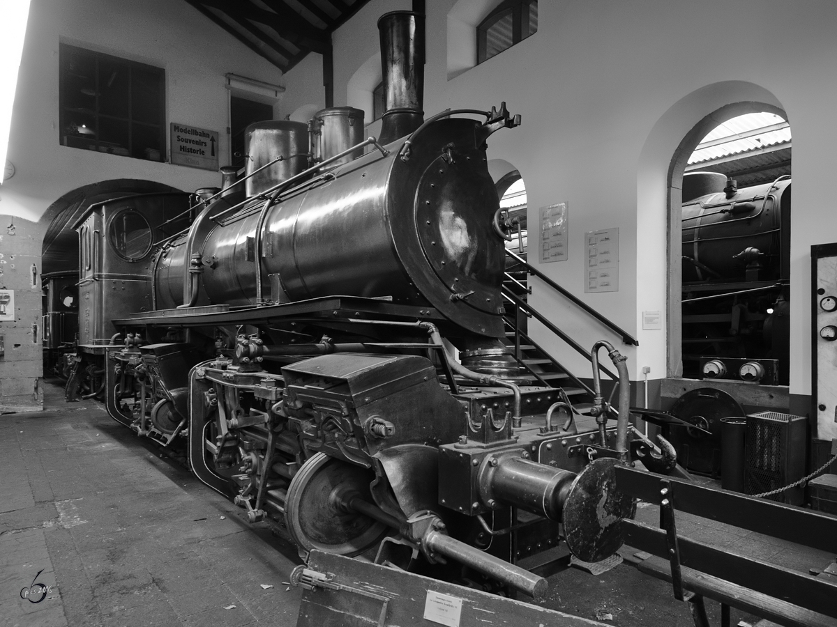 Die Bayrische BBI Nr. 2100 wurde im Jahr 1896 gebaut. (Eisenbahnmuseum Neustadt an der Weinstraße, Dezember 2014)