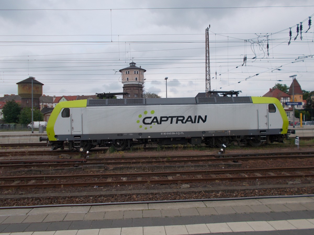 Die CAPTRAIN 145 094,am 23.Mai 2015,in Angermünde.