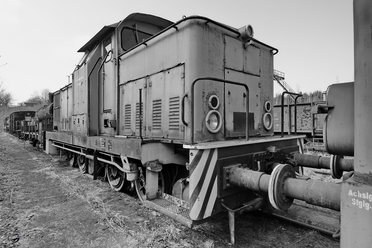 Die Diesellokomotive 106 658-8 Anfang April 2018 im Sächsischen Eisenbahnmuseum Chemnitz-Hilbersdorf.