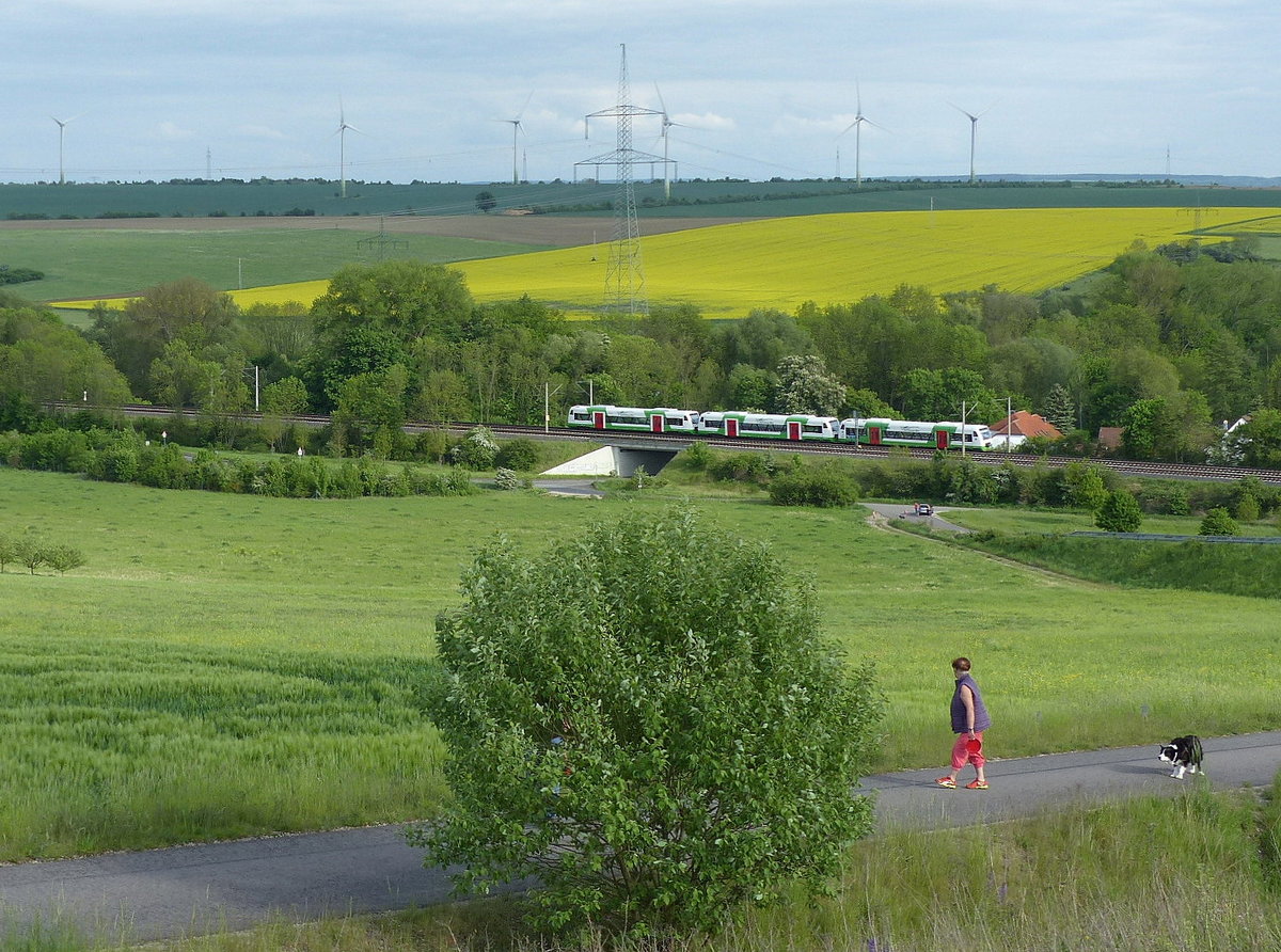 Die EB 80668 vom Rennsteig nach Erfurt Hbf, am 20.05.2017 bei Neudietendorf.