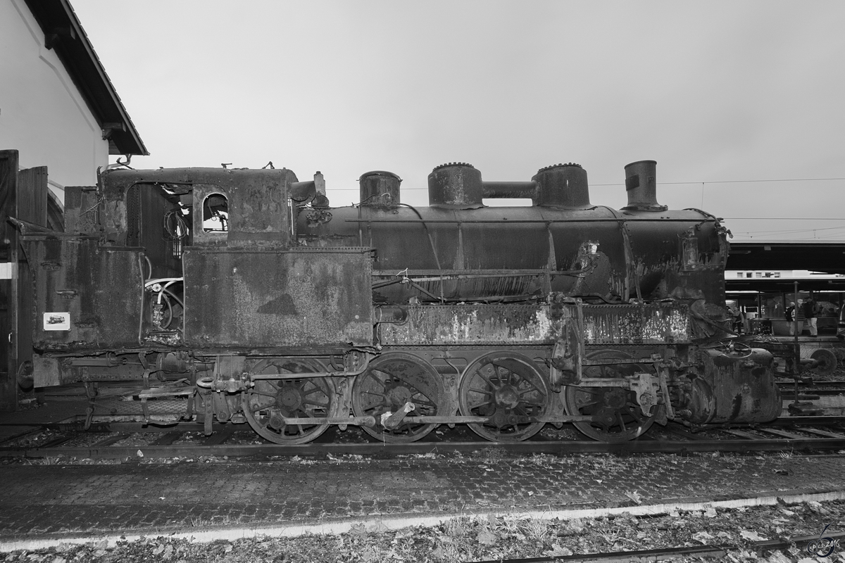 Die letzte erhaltene Dampflokomotive Badische X b Nr. 175 im Eisenbahnmuseum Neustadt an der Weinstraße. (Dezember 2014)