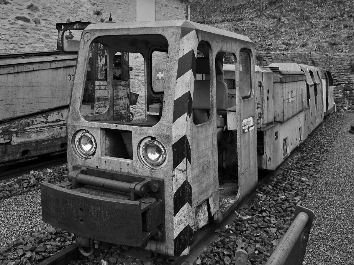 Die Lokomotive WAG 240 von Walcher im Gruben- und Feldbahnmuseum Zeche Theresia. (Witten, April 2018)