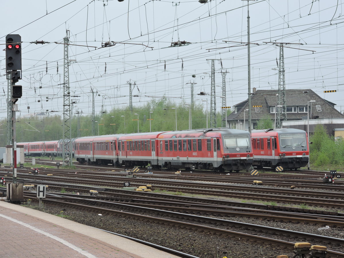 Dortmund Hbf, abgestellter Dieseltriebwagen der Baureihe 628, 10. April 2017