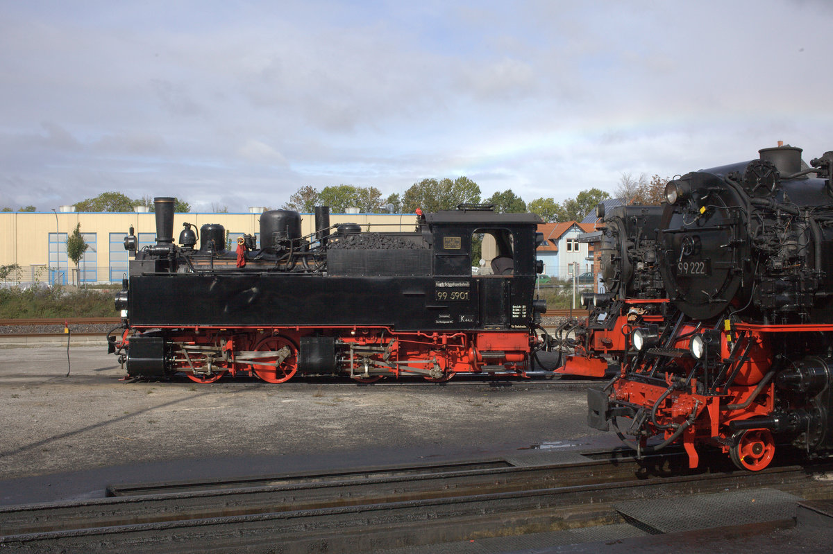 Drei Lokomotiven der BR 99 in Wernigerode. 06.10.2017   12:21 Uhr.