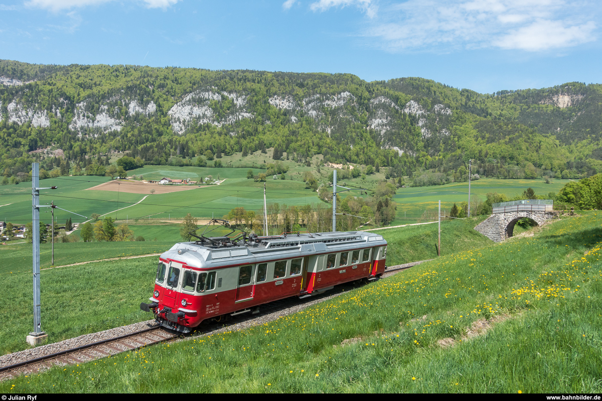 DSF BDe 4/4 2 (ex WM) am 28. April 2018 bei Crémines.