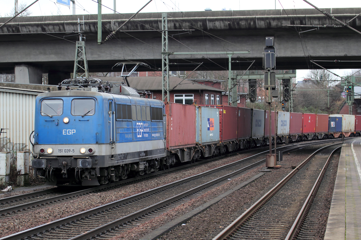 EGP 151 039-5 durchfährt Hamburg-Harburg 16.1.2018