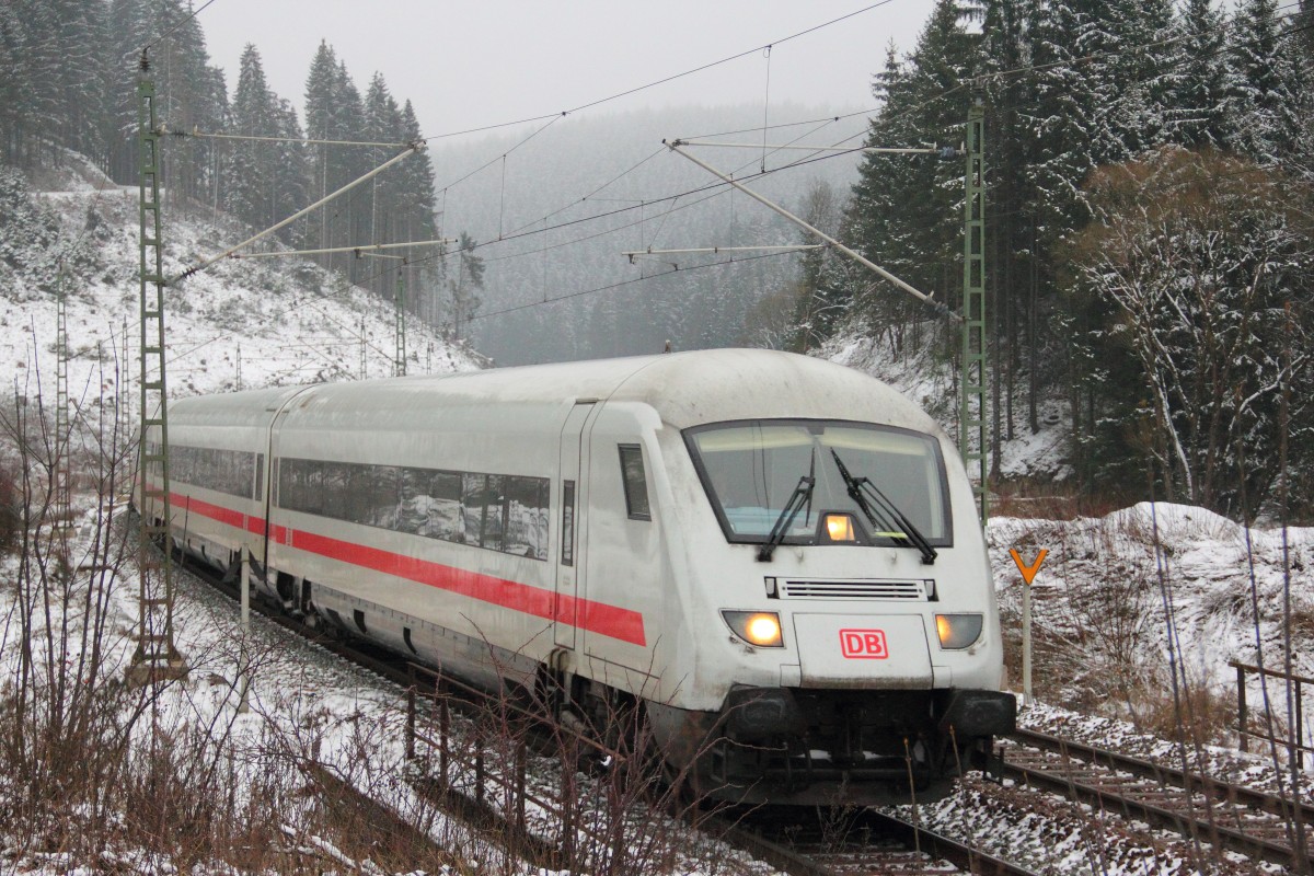 Ehemalige Metropolitan Garnitur der DB im Frankenwald bei Steinbach am 23.01.2015.