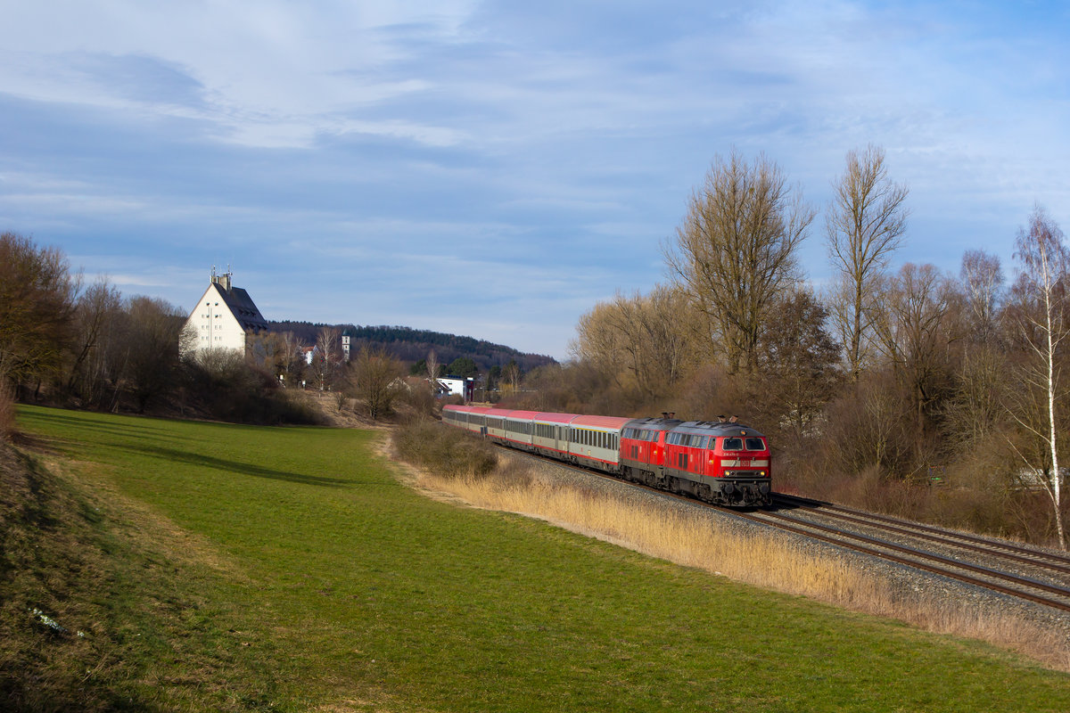 Ein letztes Mal ist der IC119 am 3.3.2019 über die Südbahn gefahren. Hinter Aulendorf nach Friedrichshafen.