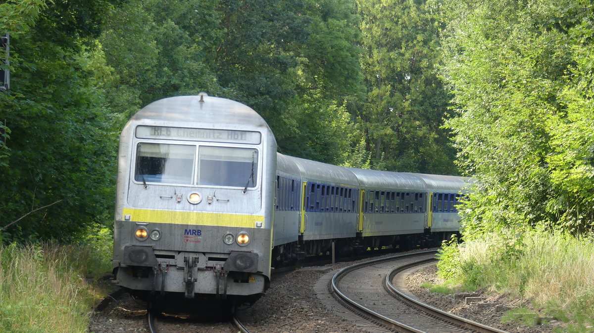 Ein RE6 Leipzig - Chemnitz durchfährt Chemnitz-Borna. Aufgenommen am 4.7.2018 16:25