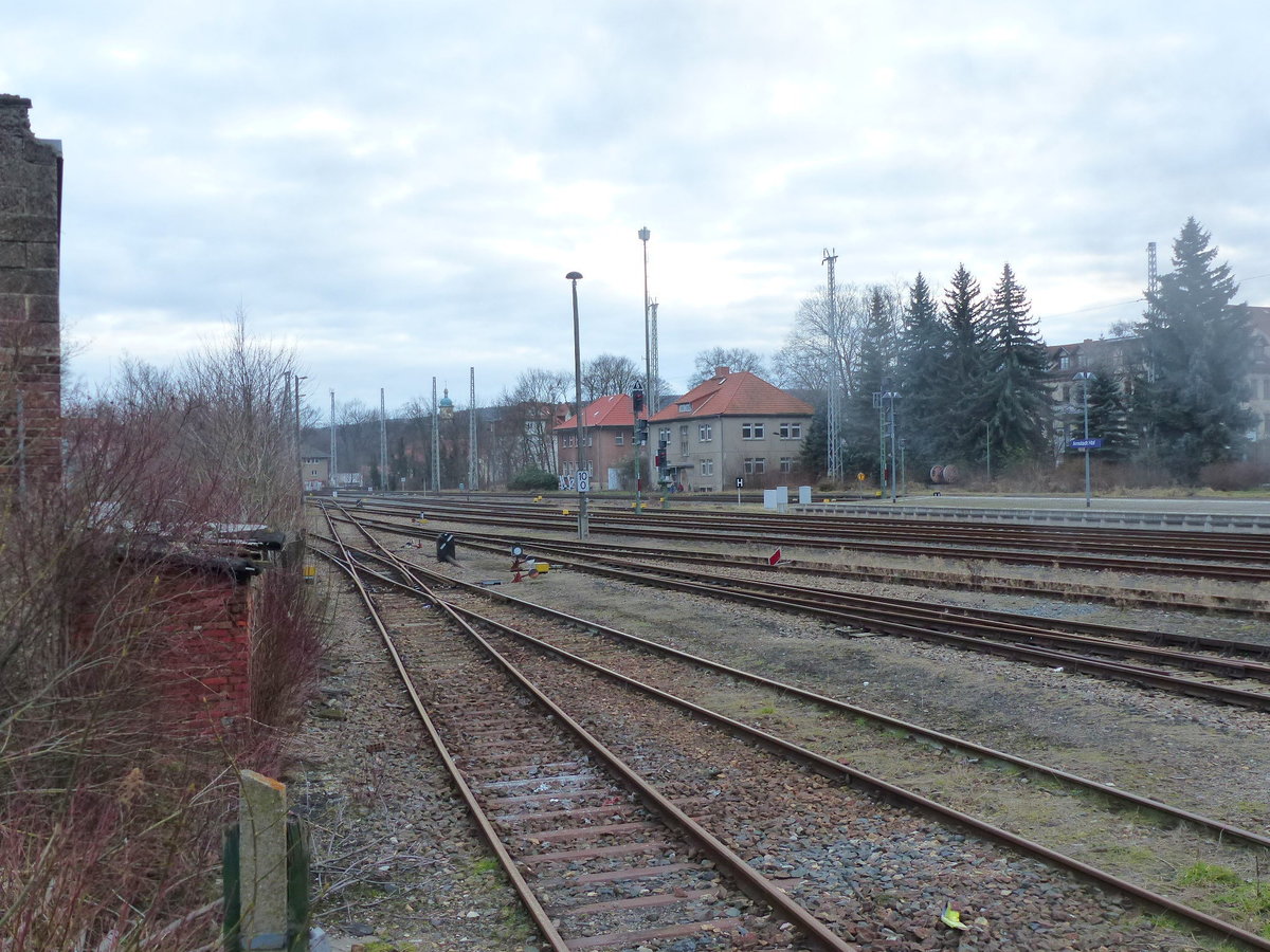 Ein Teil der Gleisanlagen am 03.02.2018 in Arnstadt Hbf.