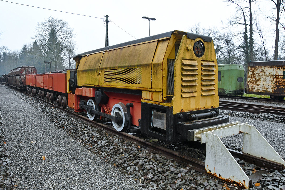 Eine Lokomotive Klöckner-Humboldt-Deutz A6M 517 im Gruben- und Feldbahnmuseum Zeche Theresia. (Witten, April 2018)
