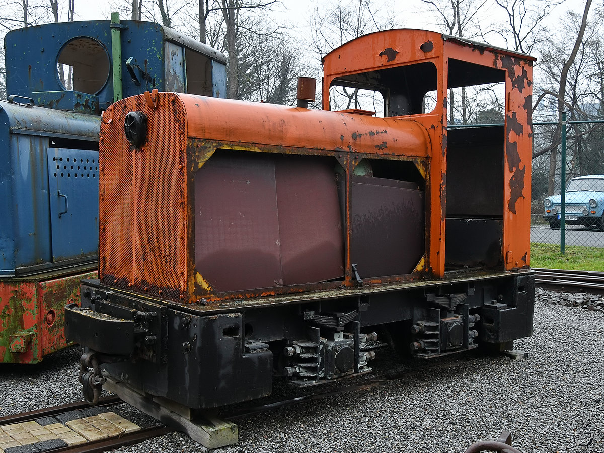 Eine Lokomotive OMZ 122 von Klöckner-Humboldt-Deutz im Gruben- und Feldbahnmuseum Zeche Theresia. (Witten, April 2018)